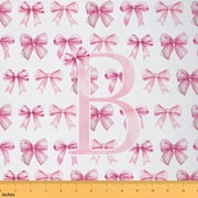 Feelyou Cartoon Bow-tie Fabric by the Yard 2 Yards for Kids, Initial Letter B Room Decor Fabric by the Yard, Kawaii Princess Style Fabric for Sewing, Lightweight Room Decor