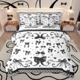 thumbnail image 1 of Feelyou Cartoon Bow-tie Print Bedding Comforter Set 7pcs, Fashion Black Bowknot Queen Bedding Sets, Watercolor Love Heart Reversible Queen Sheet Sets, Ultra Soft Bedroom Decor, 1 of 8