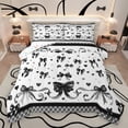 thumbnail image 1 of Feelyou Cartoon Bow-tie Print Bedding Comforter Set, Fashion Black Bowknot Twin Comforter Sets, Watercolor Love Heart Reversible Bedding Set, Ultra Soft Bedroom Decor, 2 Pieces, 1 of 8