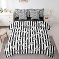 thumbnail image 1 of Feelyou Cartoon Bowknot Bedding Comforter Set 7pcs, Black Stripes Lines King Bedding Sets, 1 of 8