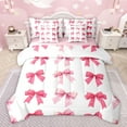 thumbnail image 1 of Feelyou Cartoon Bowknot Bow Bedding Comforter Set 7 Pieces for Child, Fashion Ribbon Pink Full Bedding Set, Fairy Tale Princess Reversible Fitted Sheet Flat Sheet, Microfiber Bedroom Decor, 1 of 7
