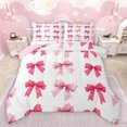 thumbnail image 1 of Feelyou Cartoon Bowknot Bow Queen Comforter Set for Child, Fashion Ribbon Pink Bedding Sets, Fairy Tale Princess Reversible Bedding Comforter Set, Microfiber Bedroom Decor, 3-Piece, 1 of 8