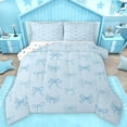 thumbnail image 1 of Feelyou Cartoon Bowknot Kids Bedding Comforter Set, Dreamy Princess Ribbon Twin Comforter Sets, Kawaii Bow-tie Theme Reversible Bedding Set, Breathable Home Decor, 2-Piece, 1 of 8