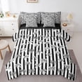 thumbnail image 1 of Feelyou Cartoon Bowknot Twin Bedding Sets 7pcs, Black Stripes Lines Bedding Comforter Set, 1 of 8