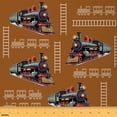 thumbnail image 1 of Feelyou Cartoon Brown Train Fabric by the Yard 1 Yard for Kids, Vehicle Truck Car Home Decor Fabric by the Yard, Railway Line Sewing Fabric, Ultra Soft Home Decor, 1 of 6