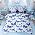 thumbnail image 1 of Feelyou Cartoon Butterfly Bedding Comforter Set 7 Pieces, Blue Leaf Plant Full Bedding Set, 1 of 8