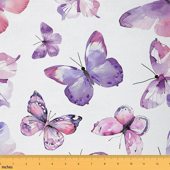 Feelyou Cartoon Butterfly Fabric by the Yard 1 Yard, Watercolor Animal Home Decor Fabric by the Yard, Ctue Princess Style Sewing Fabric, Super Cozy Room Decor