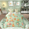 thumbnail image 1 of Feelyou Cartoon Capibara Teens Twin Bedding Sets 7-Piece, Lotus Flower Floral Bedding Comforter Set, Kawaii Orange Watermelon Reversible Sheet Sets, Ultra Soft Home Decor, 1 of 7