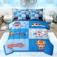 thumbnail image 1 of Feelyou Cartoon Car Blue Twin Bedding Sets 7-Piece for Kid, Kawaii Dog Cat Bedding Comforter Set, Kawaii Truck Airplane Reversible Sheet Sets, Luxury Bedroom Decor, 1 of 8