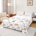 thumbnail image 1 of Feelyou Cartoon Cat Kitten Twin Sheet Sets, Cloud Love Heart Bedding, 3 Pieces, 1 of 7