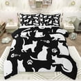 thumbnail image 1 of Feelyou Cartoon Cat Lover Full Size Comforter Sets for Teens, Black White Animal Bedding Comforter Set, Anime Kitten Theme Reversible Bedding Sets, Super Cozy Room Decor, 3-Piece, 1 of 8
