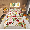 thumbnail image 1 of Feelyou Cartoon Cherry Fruit Queen Comforter Set for Kids, Fashion Buffalo Plaid Bedding Sets, Coconut Tree Reversible Bedding Comforter Set, Breathable Home Decor, 3-Piece, 1 of 8