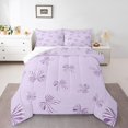 thumbnail image 1 of Feelyou Cartoon Cute Bow Full Size Comforter Sets for Kid, Purple Princess Ribbon Bedding Comforter Set, Stripes Geometric Reversible Bedding Sets, Ultra Soft Home Decor, 3pcs, 1 of 8