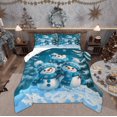 thumbnail image 1 of Feelyou Cartoon Cute Snowman 01, Blue Xmas Tree Twin Comforter Sets, Merry Christmas Reversible Bedding Set, Super Cozy Room Decor,2-Piece, 1 of 8