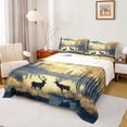 thumbnail image 1 of Feelyou Cartoon Deer Moose Twin Sheet Sets, Western Rustic Cabin Twin Fitted Sheet, Watercolor Farmhouse Flat Sheet, Lightweight Room Decor, 3pcs, 1 of 7