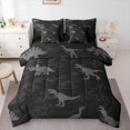 thumbnail image 1 of Feelyou Cartoon Dinosaur Bedding Comforter Set 7pcs, Black Camo Abstract Full Bedding Set, 1 of 8
