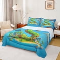 thumbnail image 1 of Feelyou Cartoon Dinosaur Letter S Print Full Size Sheets for Boys Girls, Cute Animal Bed Sheets, Blue, 4 Pieces, 1 of 5