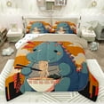 thumbnail image 1 of Feelyou Cartoon Dinosaur Teens Queen Comforter Set, Kawaii Ramen Dino Bedding Sets, Japanese Anime Animal Reversible Bedding Comforter Set, Lightweight Room Decor, 3pcs, 1 of 8