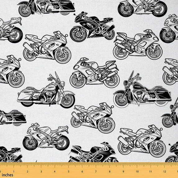 Feelyou Cartoon Dirt Bike Fabric by the Yard 1 Yard, Speed Sports Sewing Fabric, Teenager Boys Girls Home Decor Fabric by the Yard, Ultra Soft Home Decor