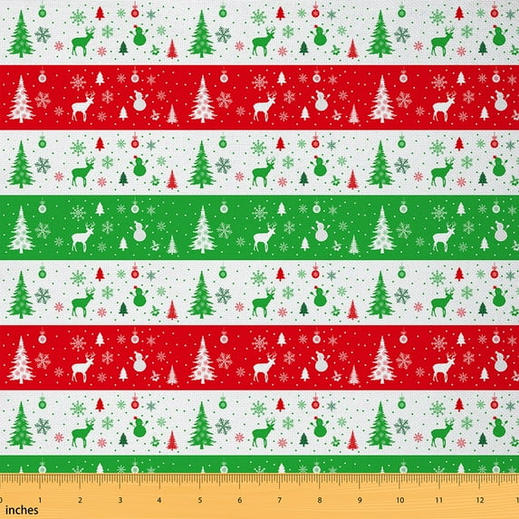 Feelyou Cartoon Dots Tree Fabric by the Yard 1 Yard, Christmas Snowflake Home Decor Fabric by the Yard, Child Happy Festival Sewing Fabric, Lightweight Room Decor
