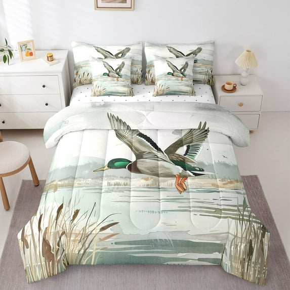 Feelyou Cartoon Duck Bedding Comforter Set 7pcs, Western Nature Scenery King Bedding Sets