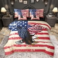 thumbnail image 1 of Feelyou Cartoon Eagle Child Twin Bedding Sets 7-Piece, American Independence Day Bedding Comforter Set, Retro US Flag Reversible Sheet Sets, Ultra Soft Bedroom Decor, 1 of 8