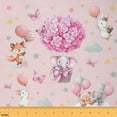 thumbnail image 1 of Feelyou Cartoon Elephant Fabric by the Yard 2 Yards, Romantic Pink Flower Room Decor Fabric by the Yard, Cute Fox Animal Fabric for Sewing, Super Cozy Room Decor, 1 of 6