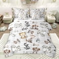 thumbnail image 1 of Feelyou Cartoon Elephant Tiger Bedding Comforter Set 7pcs, Cute Leopard Zebra King Bedding Sets, Chic Abstract Grey Reversible Bed Sheets, Super Cozy Room Decor, 1 of 7