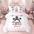 thumbnail image 1 of Feelyou Cartoon Fitness Bedding Comforter Set 7pcs, Cute Ribbon Bowknot King Bedding Sets, 1 of 8