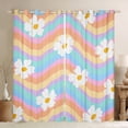 thumbnail image 1 of Feelyou Cartoon Floral Flower Black Out Curtains for Kids, Cherry Blossoms Curtains Pack of 2 (42x63 Each), Fashion Colorful Stripes Bedroom Curtains, Curtains and Drapes Room Decor, 1 of 6