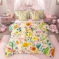 thumbnail image 1 of Feelyou Cartoon Flower Bedding Comforter Set 7pcs, Kawaii Plant Leaves Full Bedding Set, 1 of 8