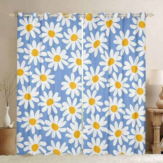Feelyou Cartoon Flower Curtains (2, 52x84), Kid Rustic Groovy Daisy