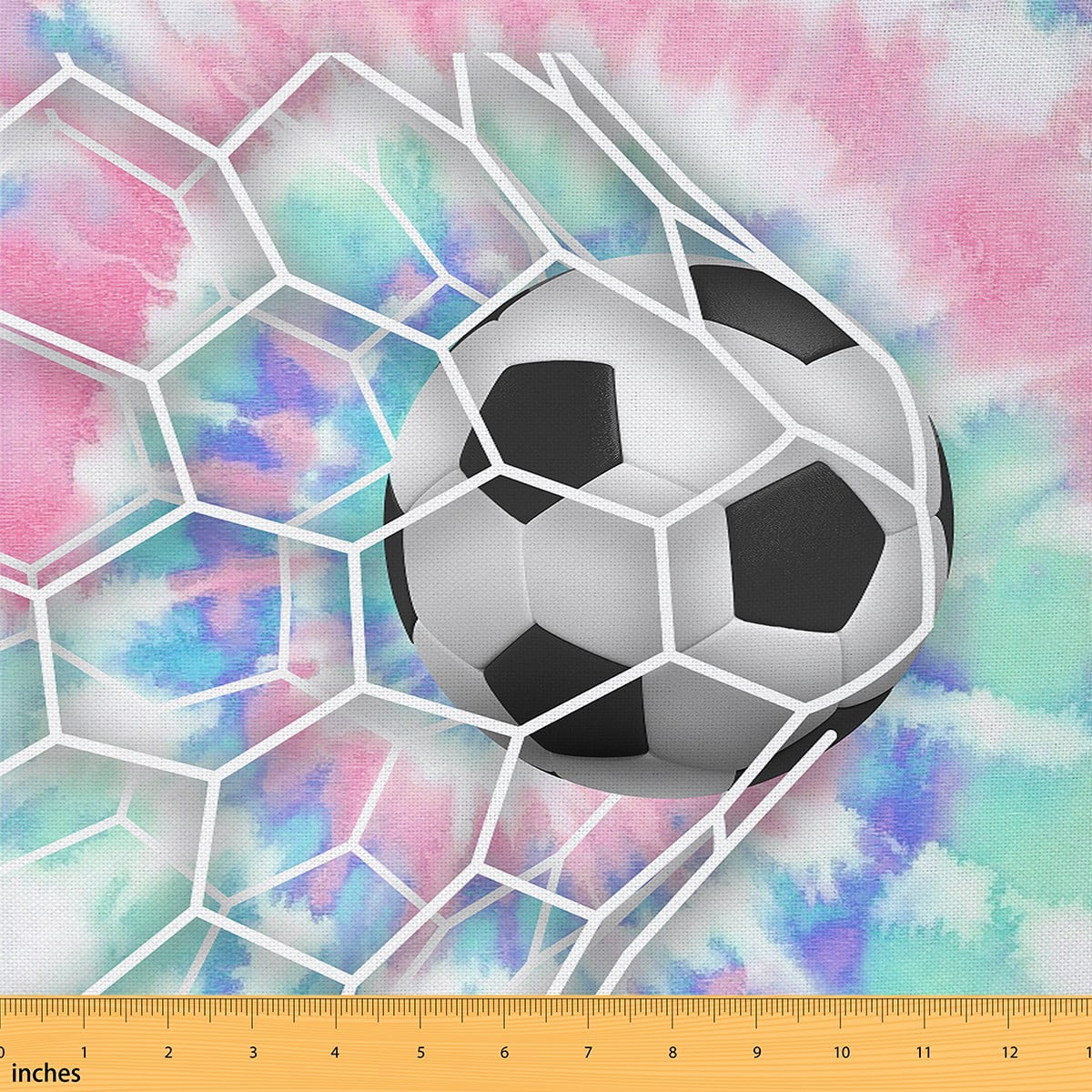 Feelyou Cartoon Football Fabric by the Yard 2 Yards for Kids, Dreamy Watercolor Spiral Home Decor Fabric by the Yard, Geometric Honeycomb Sewing Fabric, Super Cozy Room Decor