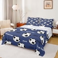 thumbnail image 1 of Feelyou Cartoon Football Kids Queen Sheet Sets, Soccer Rugbt Sport Bed Set, 4pcs, 1 of 7