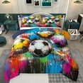 thumbnail image 1 of Feelyou Cartoon Football Print Bedding Comforter Set, Fashion Splatter Artwork Twin Comforter Sets, Teens Kids Girls Boys Reversible Bedding Set, Lightweight Room Decor, 2pcs, 1 of 9