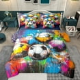 thumbnail image 1 of Feelyou Cartoon Football Print Twin Bedding Sets 7-Piece, Fashion Splatter Artwork Bedding Comforter Set, Teens Kids Girls Boys Reversible Sheet Sets, Lightweight Room Decor, 1 of 8