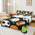 thumbnail image 1 of Feelyou Cartoon Football Print Twin Sheet Sets, Rugby Soccer Lover Twin Fitted Sheet, Teens Kids Boys Girls Flat Sheet, Luxury Bedroom Decor, 3-Piece, 1 of 7