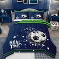 thumbnail image 1 of Feelyou Cartoon Football Soccer Bedding Comforter Set, Navy Green Stars Lines Twin Comforter Sets, Teens Kids Boys Girls Reversible Bedding Set, Super Cozy Room Decor, 2-Piece, 1 of 9
