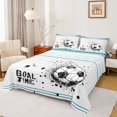 thumbnail image 1 of Feelyou Cartoon Football Soccer Full Size Sheets, White Teal Stars Lines Bed Sheets, Teens Kids Boys Girls Sheet Sets, Microfiber Bedroom Decor, 4-Piece, 1 of 7