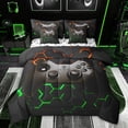 thumbnail image 1 of Feelyou Cartoon Game Console Bedding Comforter Set 7 Pieces for Kid, Glowing Honeycomb Abstract Full Bedding Set, Neon Green Orange Reversible Fitted Sheet Flat Sheet, Ultra Soft Bedroom Decor, 1 of 9