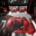 thumbnail image 1 of Feelyou Cartoon Game Console Bedding Comforter Set 7 Pieces for Kids, Gamepad Gaming Full Bedding Set, Chic Check Honeycomb Red Reversible Fitted Sheet Flat Sheet, Super Cozy Room Decor, 1 of 7