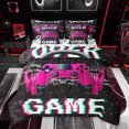 thumbnail image 1 of Feelyou Cartoon Game Console Bedding Comforter Set 7pcs, Pink Headphones King Bedding Sets, Chic Square Abstract Reversible Bed Sheets, Lightweight Room Decor, 1 of 9