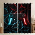 thumbnail image 1 of Feelyou Cartoon Game Console Black Out Curtains for Kids, Neon Glowing Honeycomb Curtains Pack of 2 (42x63 Each), Cyan Red Gaming Gamer Bedroom Curtains, Curtains and Drapes Decor, 1 of 7