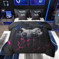 thumbnail image 1 of Feelyou Cartoon Game Console Twin Bedding Sets 7-Piece for Kid, Glowing Honeycomb Bedding Comforter Set, Pink Blue Abstract Reversible Sheet Sets, Microfiber Bedroom Decor, 1 of 9