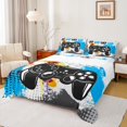 thumbnail image 1 of Feelyou Cartoon Gamepad Boys Full Size Sheets, Blue Watercolor Graffiti Bed Sheets, Video Game Player Sheet Sets, Breathable Home Decor, 4 Pieces, 1 of 7