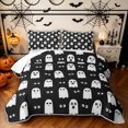 thumbnail image 1 of Feelyou Cartoon Ghost Bed Spread Queen, Spooky Halloween Queen Coverlet Set, Black White, 3pcs, 1 Comforter and 2 Pillowcases, 1 of 7