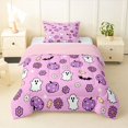 thumbnail image 1 of Feelyou Cartoon Ghost Flower Twin Comforter Sets, Cute Pink Pumpkin Bedding Set, Pink Reversible, 2pcs, 1 Comforter and 1 Pillowcase, 1 of 7