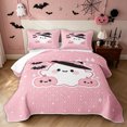 thumbnail image 1 of Feelyou Cartoon Ghost Pumpkin Twin Quilt Set, Kawaii Halloween Bat Twin Coverlet Set, 2 Pieces, 1 Comforter and 1 Pillowcase, 1 of 7