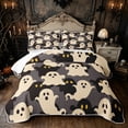 thumbnail image 1 of Feelyou Cartoon Ghost Silhouette Bed Spread Queen, Spooky Spirit Pattern Queen Coverlet Set, Gray, 3pcs, 1 Comforter and 2 Pillowcases, 1 of 7