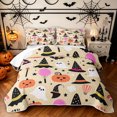 thumbnail image 1 of Feelyou Cartoon Ghost Witch Hat Twin Quilt Set, Cute Pumpkin Bat Twin Coverlet Set, Beige, 2 Pieces, 1 Comforter and 1 Pillowcase, 1 of 7